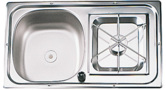COMBINE 1 FEU EN INOX SUTER CUVE A GAUCHE