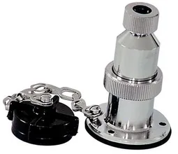PRISE 12 V ET FICHE LAITON CHROME BOUCHON NYLON 2 POLES / 10A -prise 12 volts