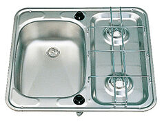 MINI COMBINE EVIER+RECHAUD INOX CUVE A DROITE SMEV