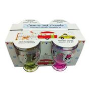 LOT DE 4 VERRES EN FANTS EN ACRYLIQUE A PIED