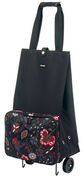 SAC A ROULETTES PLIABLE FLEUR SUR FOND NOIR