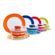 SET VAISSELLE 16 PCS COLOURS WORKS - VAISSELLE CAMPING CAR - VAISSELLE MELAMINE