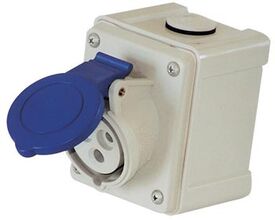 PRISE FEMELLE A ENCASTRER 16 A - 2P + T - IP 44 - BROCHE (A) BLEUE