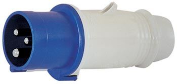 FICHE MALE DROITE 16 A - 2 P + T - IP 44 - BROCHE (A) BLEUE