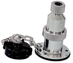 PRISE 12 V ET FICHE LAITON CHROME BOUCHON NYLON 3 POLES / 20A- Prise 12v