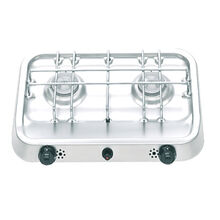RECHAUD INOX 2 FEUX PIEZO - TABLE DE CUISSON - RECHAUD CAMPING CAR