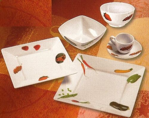 BOITE DE 24 PIECES CARREES VAISSELLE MELAMINE UN JARDIN D'ةTة