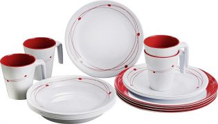 vaisselle-melamine-service-de-vaisselle-set-de-table-blanc-rouge-16-pièces