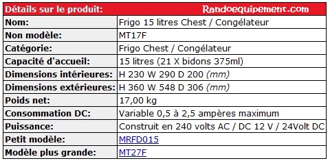 REFRIGERATEUR ENGEL - CONGELATEUR MT17 15 LITRES