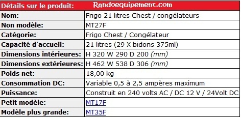 REFRIGERATEUR ENGEL - CONGELATEUR MT27  21 LITRES