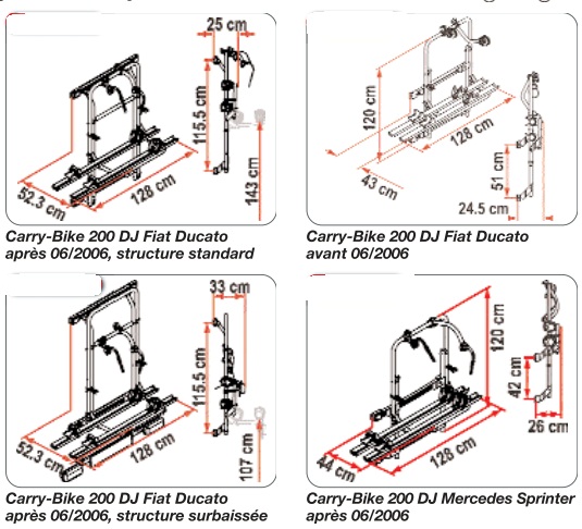 PORTE-VELOS 200 DJ fourgon Fiat Ducato  Carry-Bike 200 après 06/2006 Carry Bike