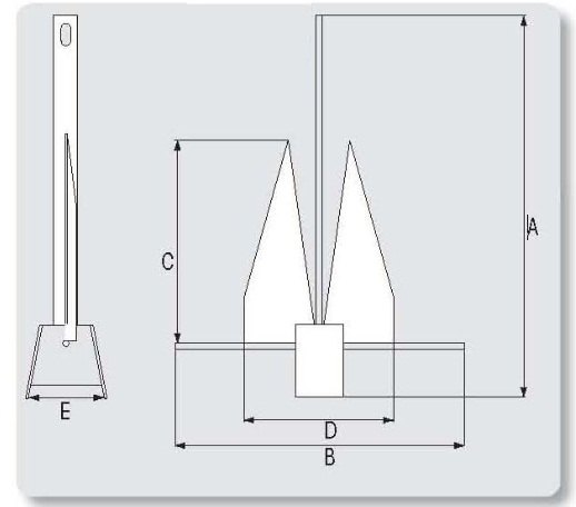 ANCRE PLATE DANFORTH  9.8 KG Ancre plate sable Galvanisée