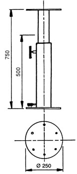 PIED DE TABLE A VERIN A GAZ EN INOX