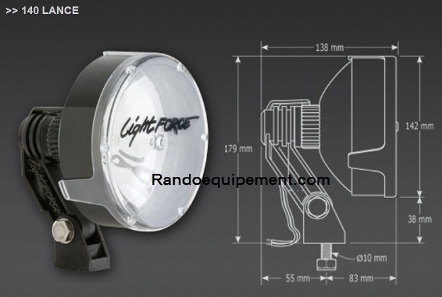 PHARE LIGHTFORCE 170MM 55W HALOGENE HOMOLOGUE CE