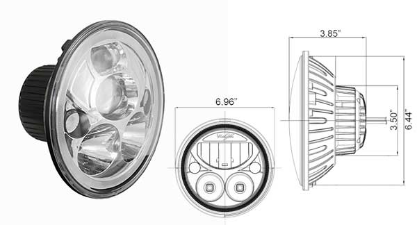 PHARE LED VORTEX VISION X - OPTIQUE LED VORTEX - VORTEX LED HEADLIGHT 177mm