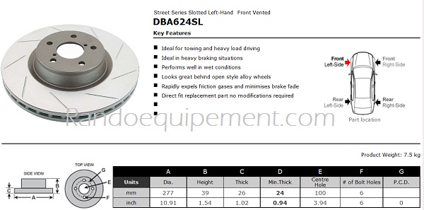 NISSAN Navara D22 Disque de frein renforcé DBA