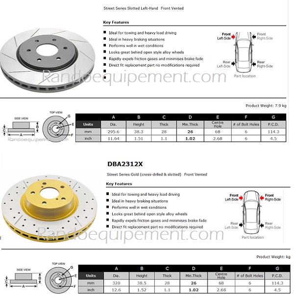 NISSAN Navara D40 Disque de frein renforcé DBA