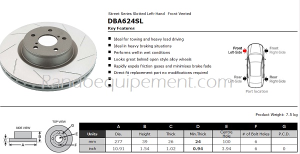 NISSAN Terrano II Disque de frein renforcé DBA