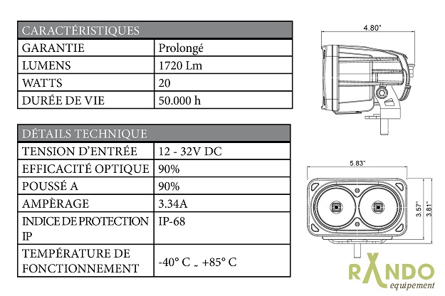 PHARE LED « OPTIMUS » 10W  LONGUEUR:  18 CM VISION X  XIL-OP210F