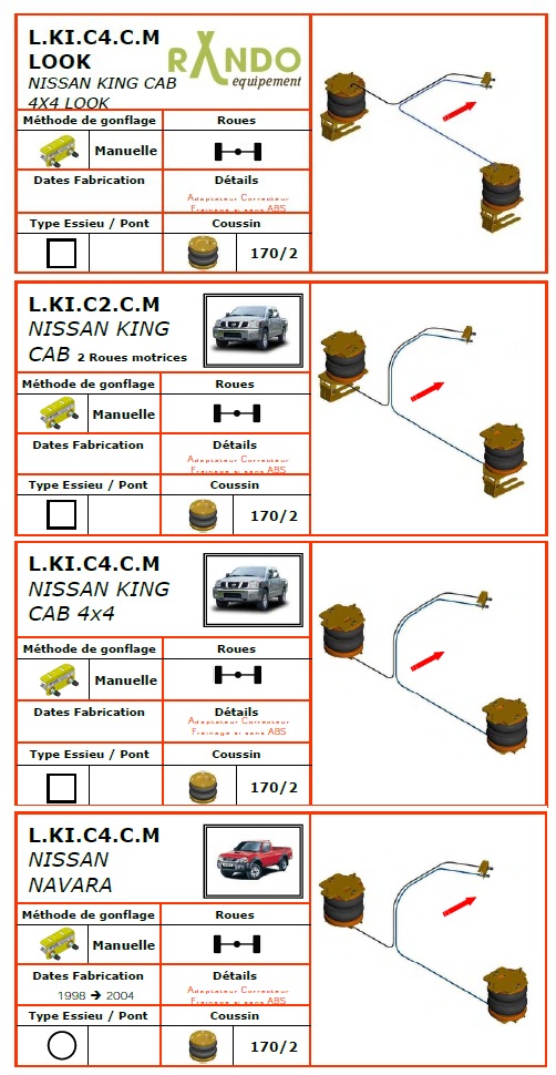 Nissan Double Cab 4x4 Suspension pneumatique auxiliaire