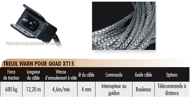 TREUILS DE QUADS ET SSV WARN XT15 (680 Kg) - LOISIRS (2x4)