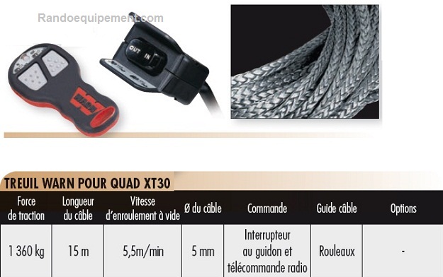 TREUILS DE QUADS ET SSV WARN XT30 (1360 Kg) - SSV et UTILITAIRES (4x4)