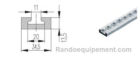 Achetez RAIL D'ARRIMAGE ALUMINIUM AERO LEGER LONGUEUR 2M au meilleur prix  chez Equip'Raid