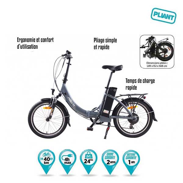 VELO ELECTRIQUE PLIANT MOOVE - VELO ASSISTANCE ELECTRIQUE 36 V - 2016