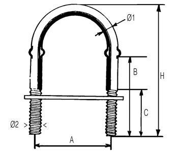 ANNEAU DOUBLE-TIGE EN FIL D'ACIER DIAMETRE  8 MM / PAS 36MM