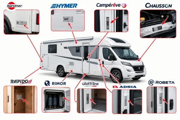 Emplacement du numéro de cellule sur un camping-car